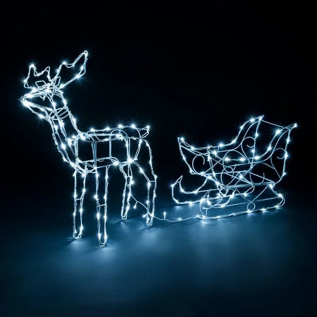 Hand - Carved Himalayan Salt Lamps for Home DecorSolar Dual colour LED Reindeer and Sleigh