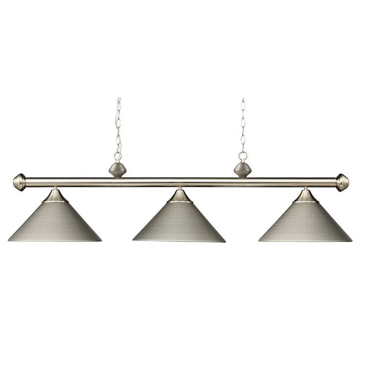 Chandeliers with Metal Frames in Copper FinishCasual Traditions Three-Light LED Billiard Chandelier