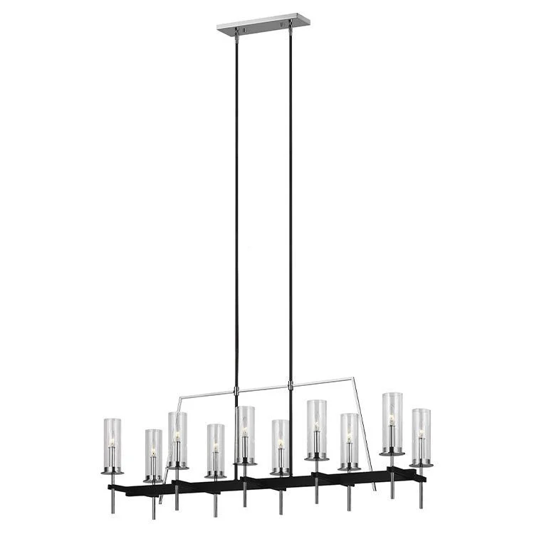 Chandeliers with Metal Frames in Black FinishBroderick Ten-Light Linear Chandelier