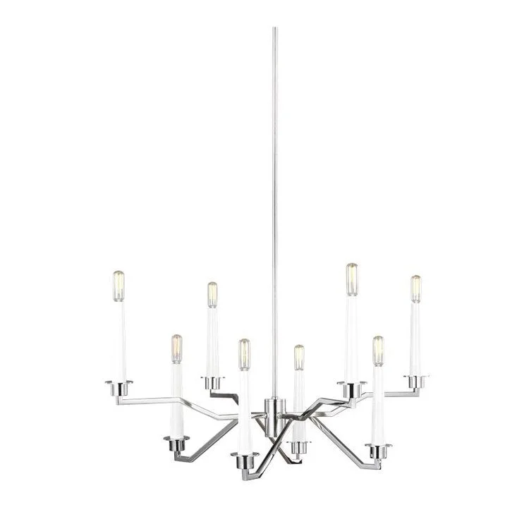 Chandeliers with Metal Frames in Silver FinishChandelier Hopton Ellen DeGeneres 8 Lamp Polished Nickel 60 Watts 27 x 18-3/4 Inch