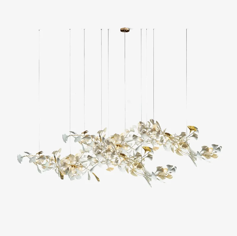 Traditional Brass Chandeliers for Classic InteriorsGold White Leaves Combination Gingko Chandeliers