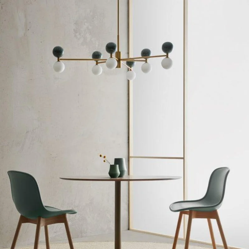 Chandeliers for Dining Rooms to Set the Mood for MealsMarble Orb Six Light Suspended Pendant