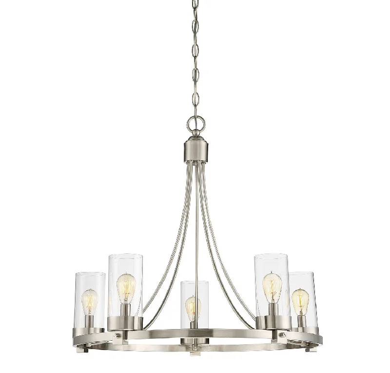 Chandeliers with Metal Frames in Bronze FinishFive Light Chandelier