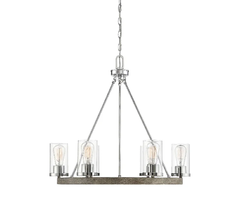 Chandeliers with Metal Frames in Black FinishSix Light Chandelier