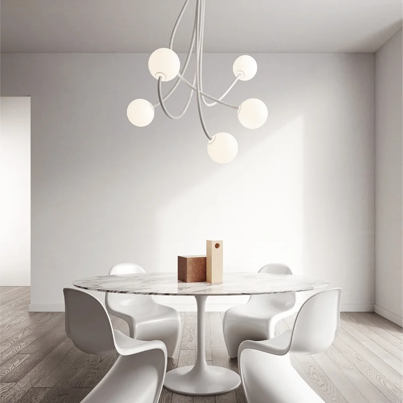 Chandeliers with Clear Crystal for a Sparkling EffectMinimalist Flexible Arm and Orb Chandelier