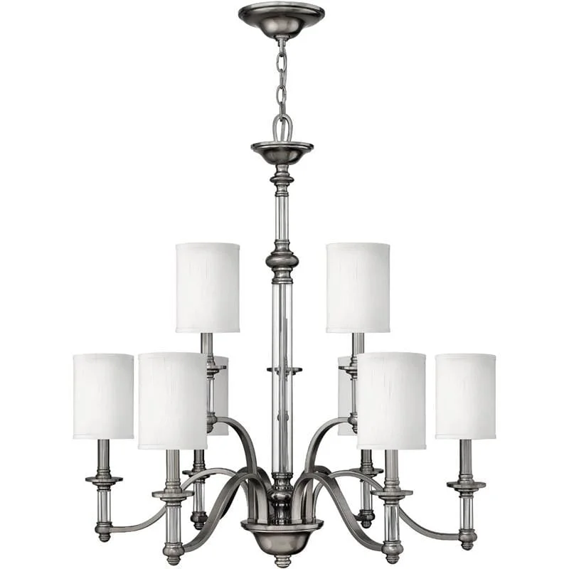 Chandeliers for High Ceilings to Fill Vertical SpaceModern Brushed Nickel & Glass Chandelier