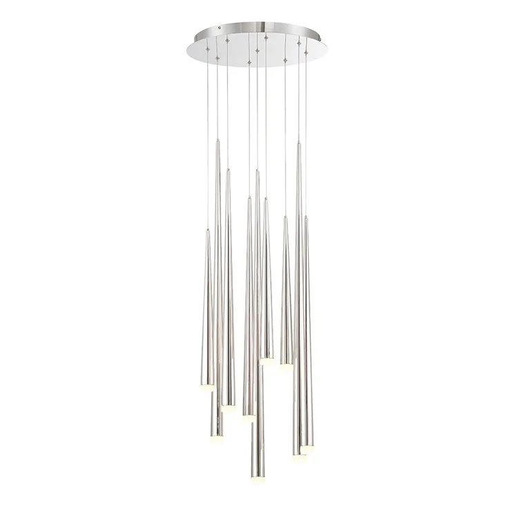 Chandeliers with Adjustable Height for Custom InstallationCascade Nine-Light LED Etched Glass Round Chandelier 3500K