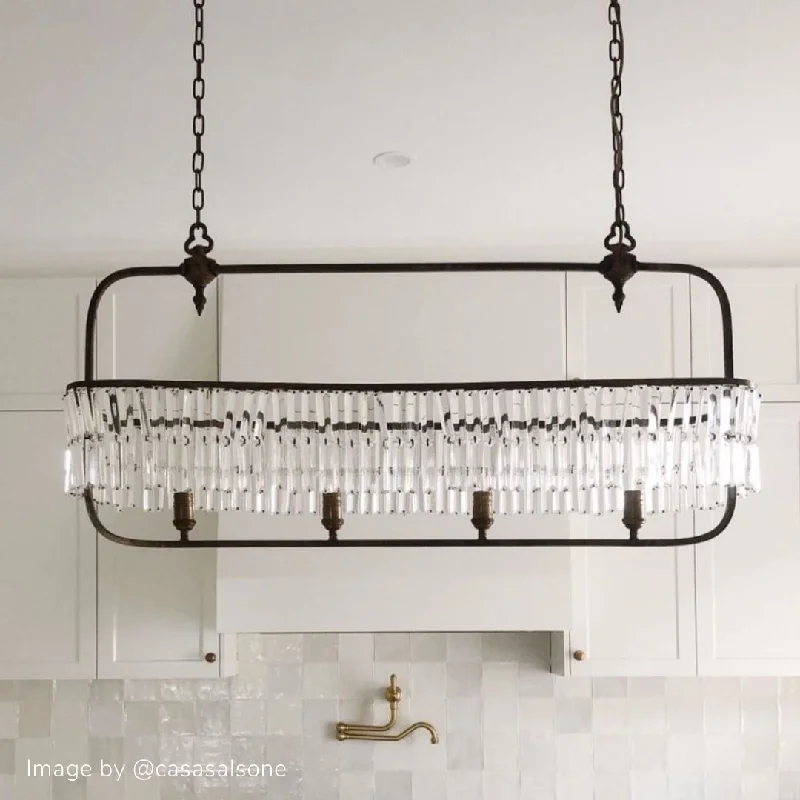 Chandeliers for Low Ceilings to Avoid OvercrowdingModern Crystallised Long Chandelier