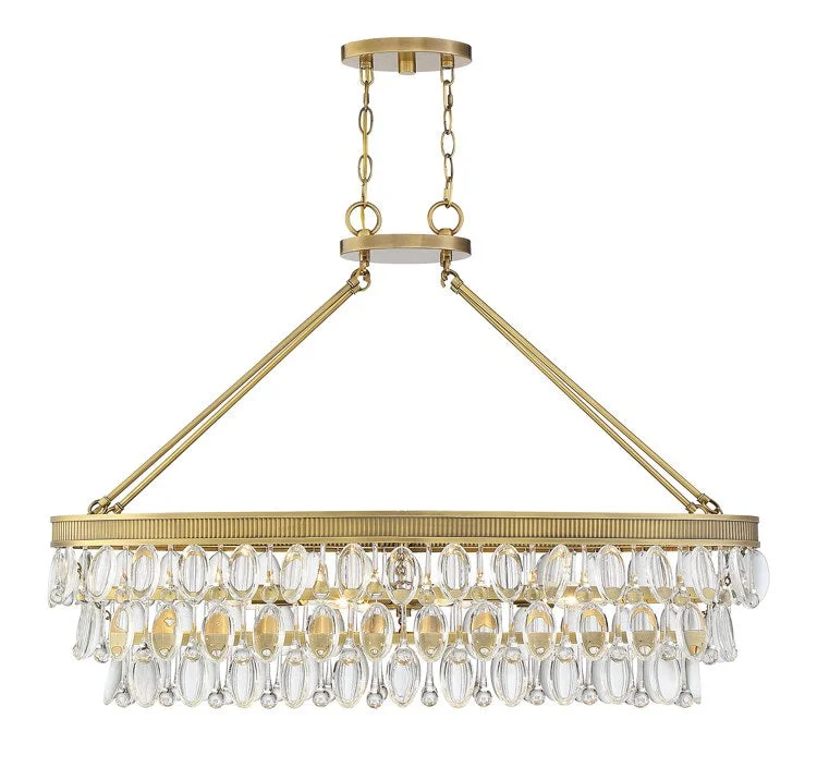 Chandeliers with Metal Frames in Copper FinishWindham Eight-Light Linear Chandelier