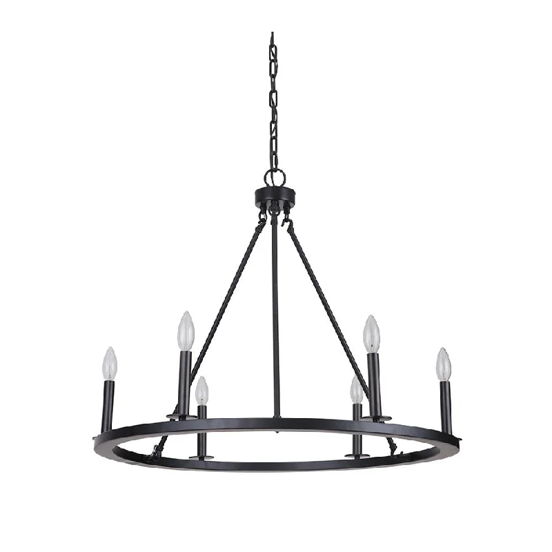 Rustic Wood Chandeliers for Country - Style HousesUrbina 6 Light Chandelier - Black