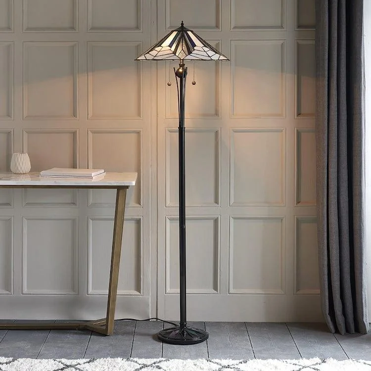 Fabric Floor Lamp with a Linen Shade for a Relaxed AestheticInteriors 1900 Astoria Tiffany Floor Lamp