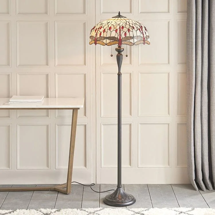 Marble Base Floor Lamp for a Touch of LuxuryInteriors 1900 Beige Dragonfly Tiffany Floor Lamp