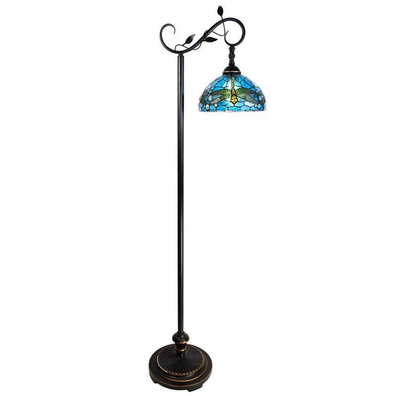 Metal Floor Lamp with a Matte Black Finish for a Sleek LookBlue Dragonfly Swan Neck Tiffany Floor Lamp - Tiffany Lighting Direct