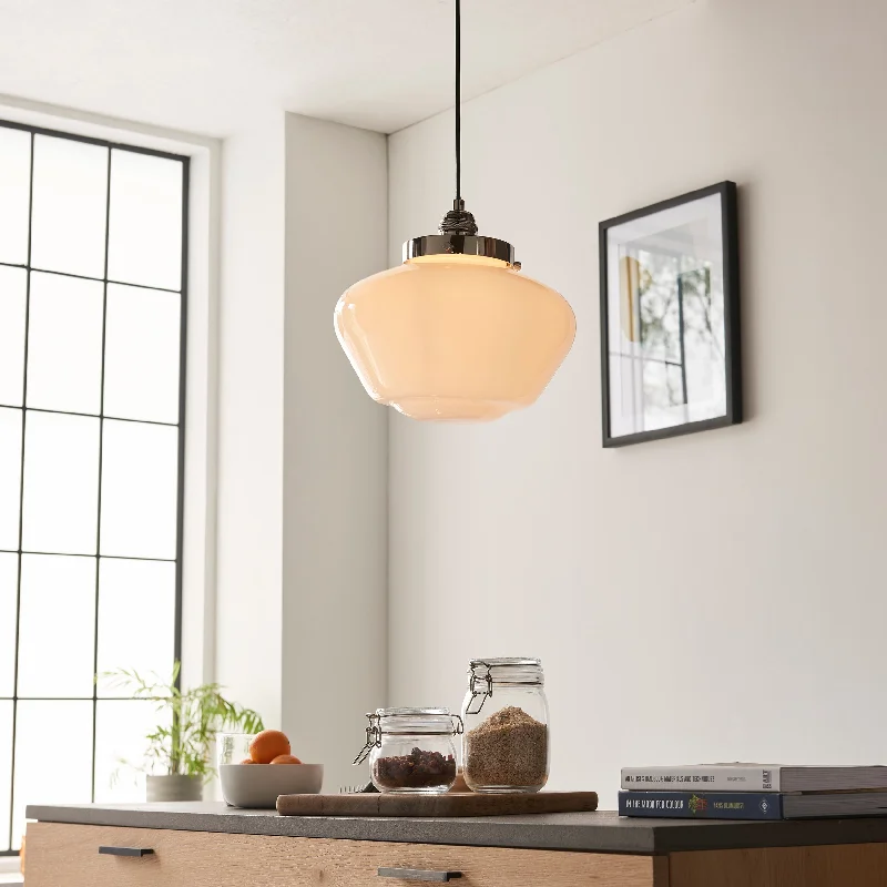 Metal Floor Lamp with a Matte Black Finish for a Sleek LookCamberley Pendant School House Chrome Pendant With Opal Glass