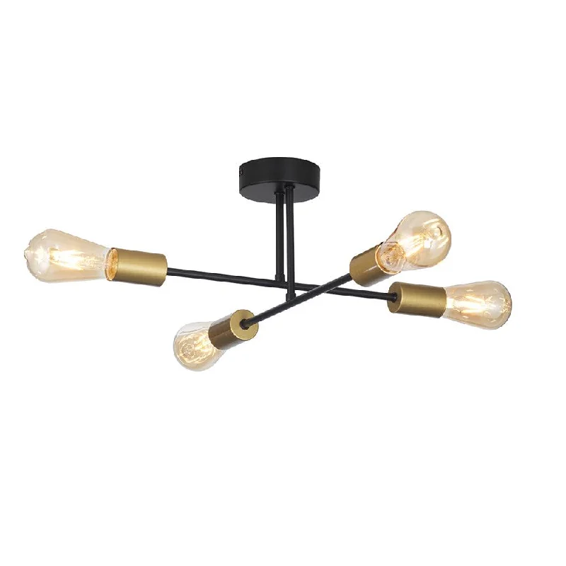 Glass Floor Lamp with Frosted Shades for Soft Diffused LightChanin 4 Light Black & Gold Ceiling Semi Flush