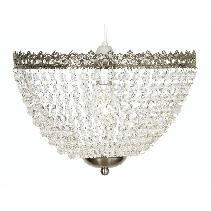 Glass Floor Lamp with Frosted Shades for Soft Diffused LightEkon Beaded Glass Satin Nickel Easy Fit Ceiling Lamp Shade -Warehouse Clearance Stock