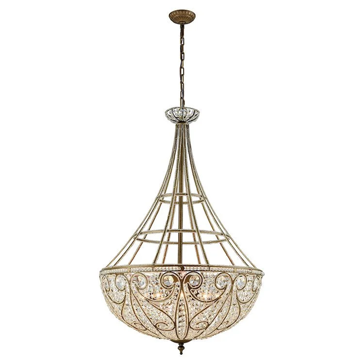 Indian - Themed Ceiling Lights with Intricate Filigree and Mirror WorkElizabethan Ten-Light LED Pendant