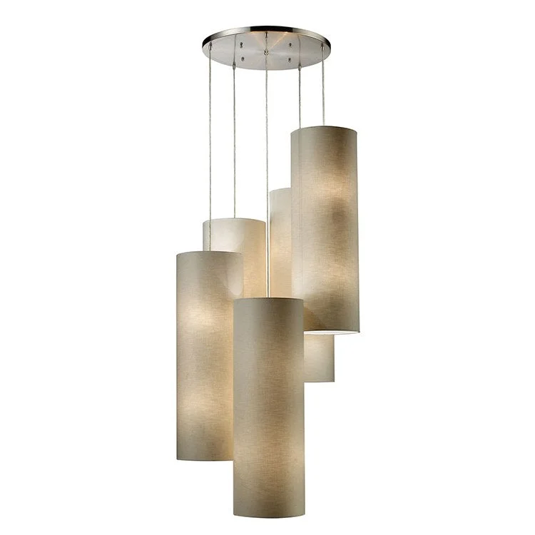 Glass Ceiling Lights with Frosted, Colored, or Etched GlassFabric Cylinder Twenty-Light LED Pendant