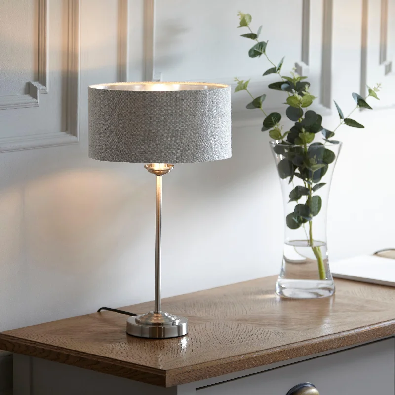  Way Switch Floor Lamp for Multiple Light Intensity LevelsEndon Highclere Brushed Chrome Table Lamp - Linen Shade