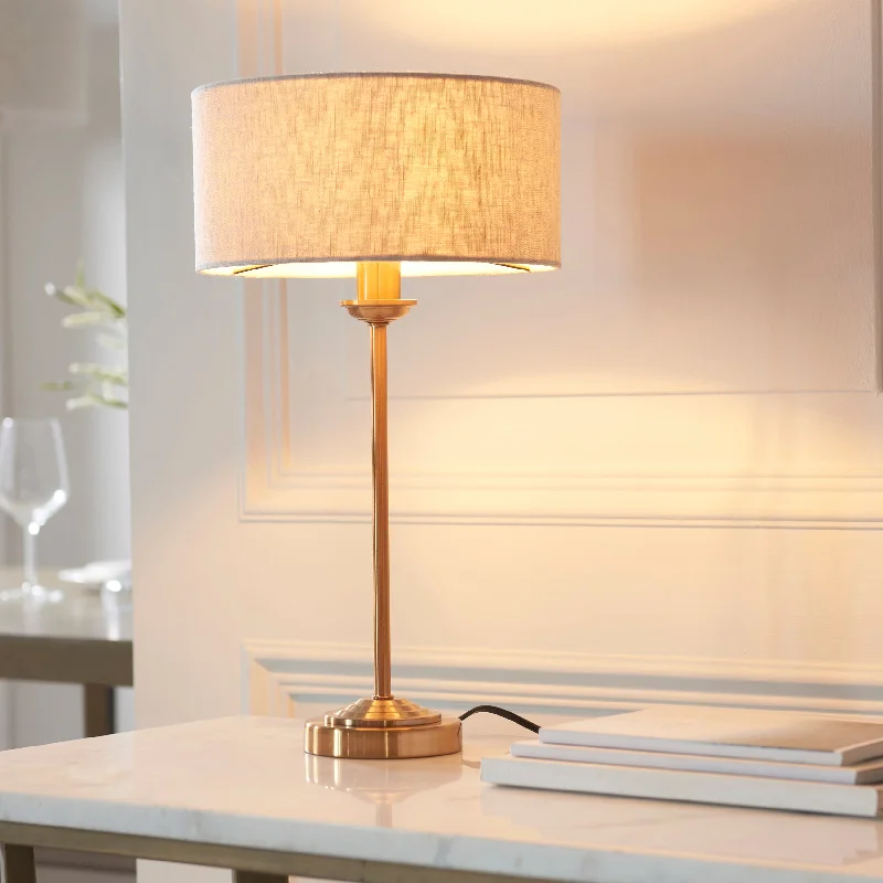 Dimmable Floor Lamp for Adjustable Lighting AmbianceEndon Highclere Vintage Brass Table Lamp - Natural Shade