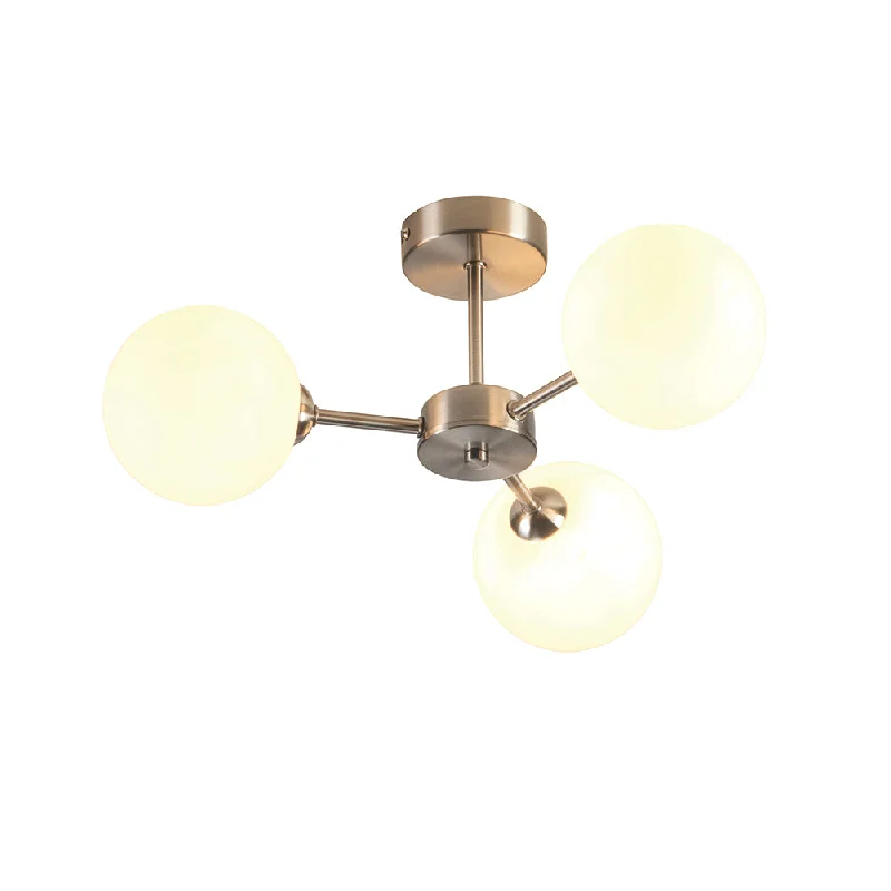  Way Switch Floor Lamp for Multiple Light Intensity LevelsFlaxton 3 Arm Satin Nickel Semi Flush with Opal Glass Shades