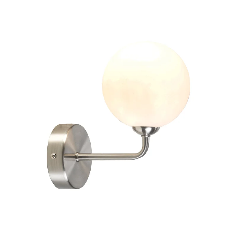 Rustic Farmhouse Style Floor Lamp for Cozy BedroomsFlaxton Satin Nickel Wall Light With Opal Globe Shade