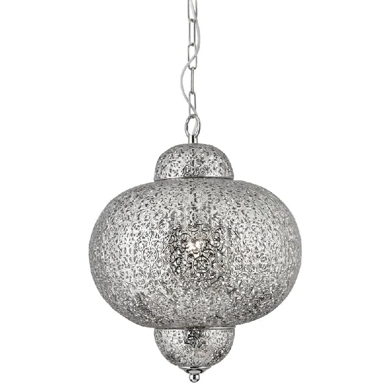 Victorian Style Floor Lamp for Traditional and Elegant InteriorsFretwork 1 Light Moroccan Inspired Shiny Nickel Pendant-damaged-item