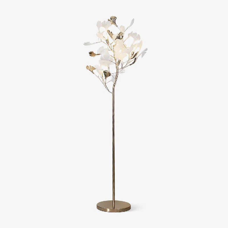 Fabric Floor Lamp with a Linen Shade for a Relaxed AestheticGingko Leaf Floor Lamp