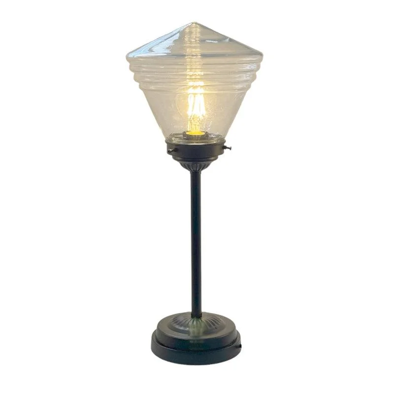 Bohemian Inspired Floor Lamp for Eclectic Home DecorMedium Brass & Clear Glass School Lamp