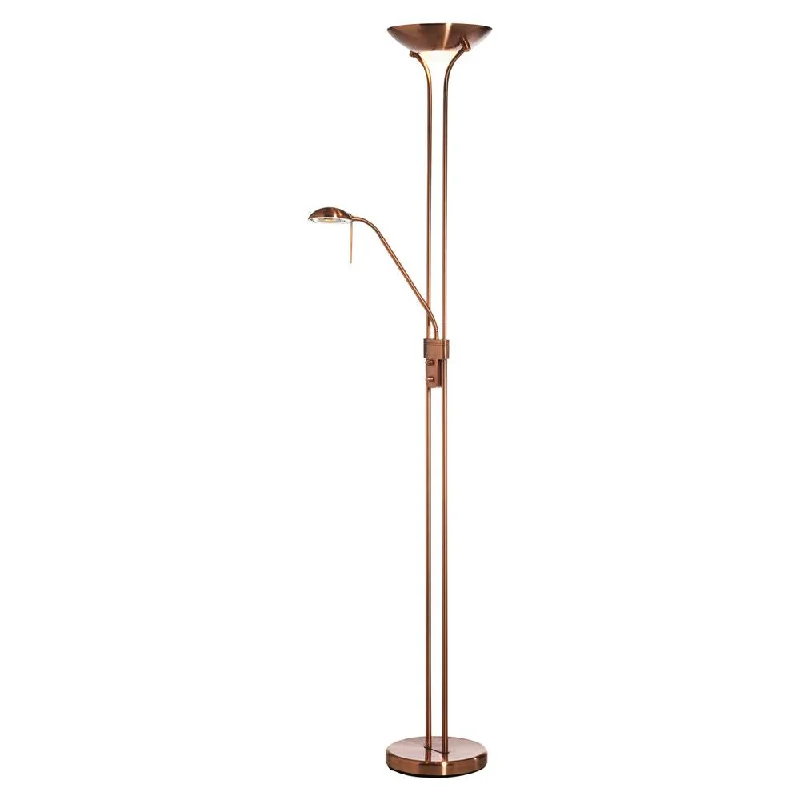 Fabric Floor Lamp with a Linen Shade for a Relaxed AestheticMother & Child Dimmable Copper Floor Lamp