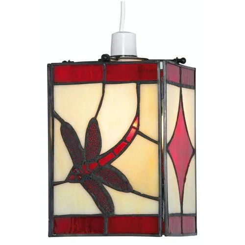 Bohemian Inspired Floor Lamp for Eclectic Home DecorRed Dragonfly Easy Fit Tiffany Ceiling Lamp Shade Damaged Box