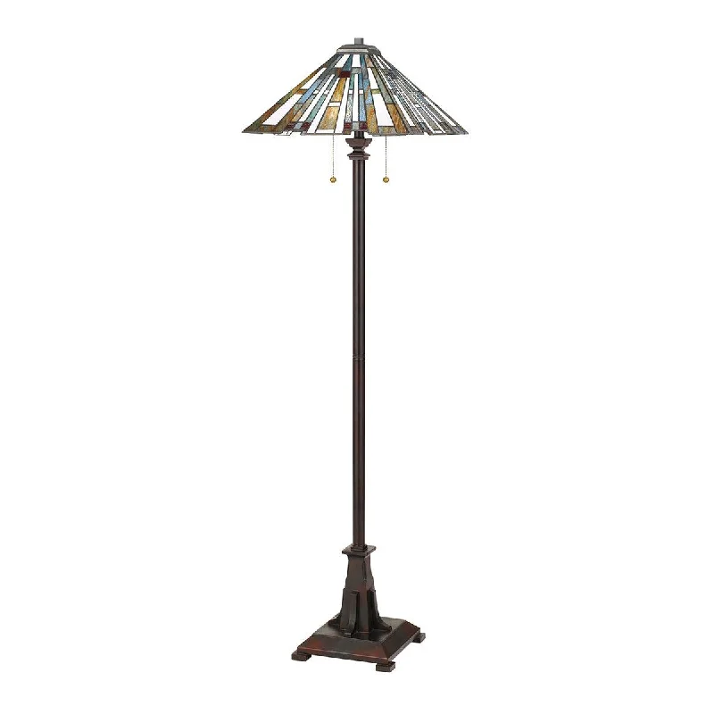 Marble Base Floor Lamp for a Touch of LuxuryTiffany Quoizel Maybeck 2 Light Bronze Floor Lamp