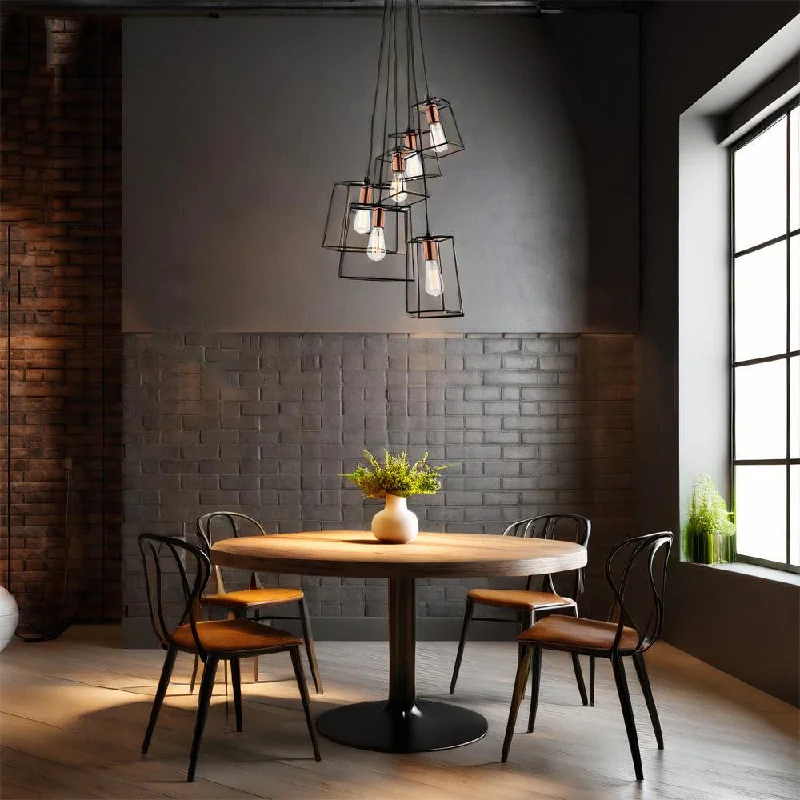 Zappa Pendant Light 6Lt in Matt Black and Copper