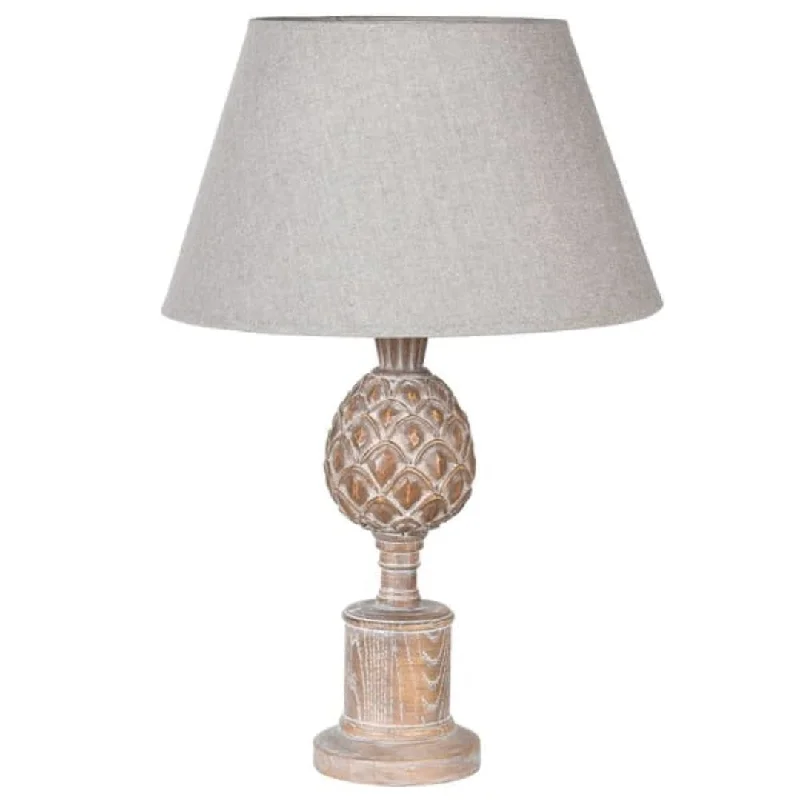 leather table lamps with a distressed texture for a rugged charmAcorn Lamp with Neutral Linen Shade 60cm