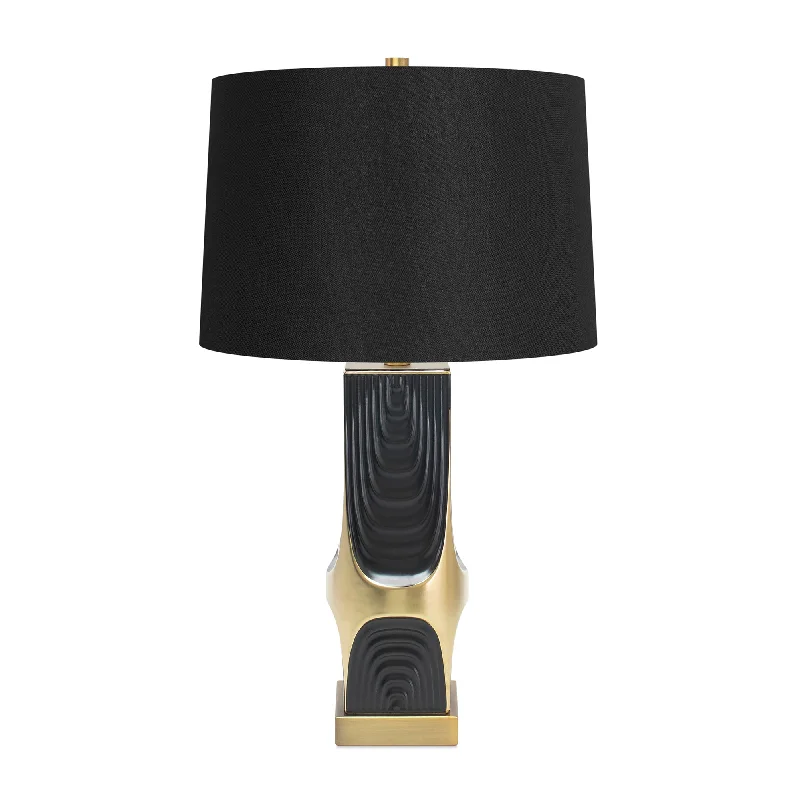 gothic style table lamps with dark finishes for a mysterious lookBlack and Gold Drape Table Lamp-with 14x16x10 Black Linen Shade