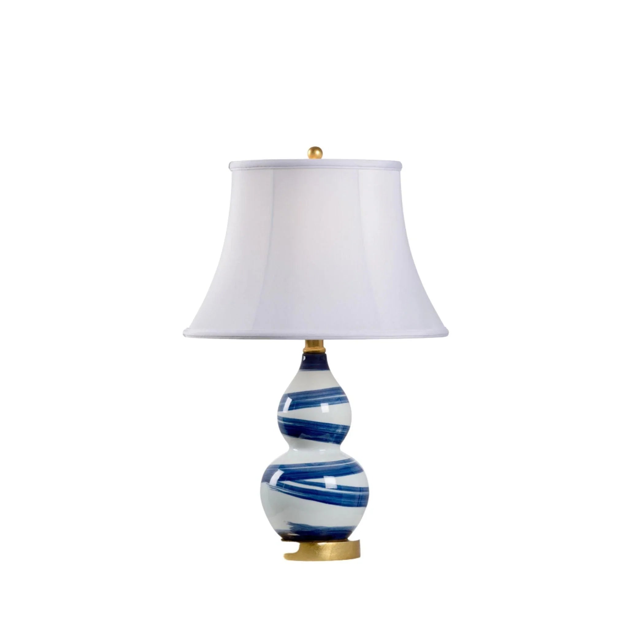 industrial style table lamps with exposed bulbs for loft apartmentsBlue and White Swirl Lamp with Bell Shade