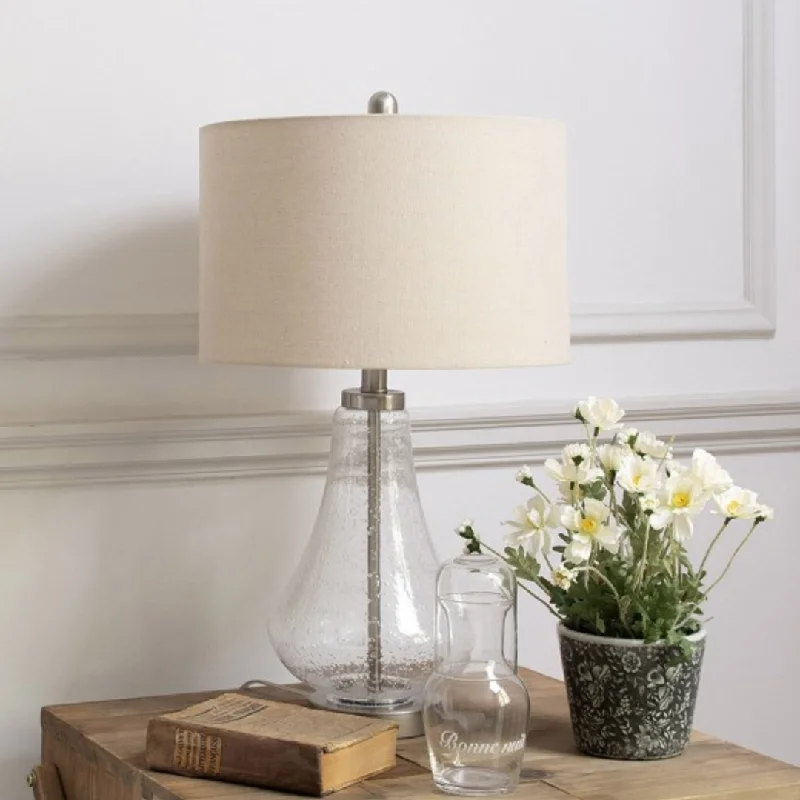 leather table lamps with a distressed texture for a rugged charmBubbled Teardrop Glass Lamp with Shade 63cm