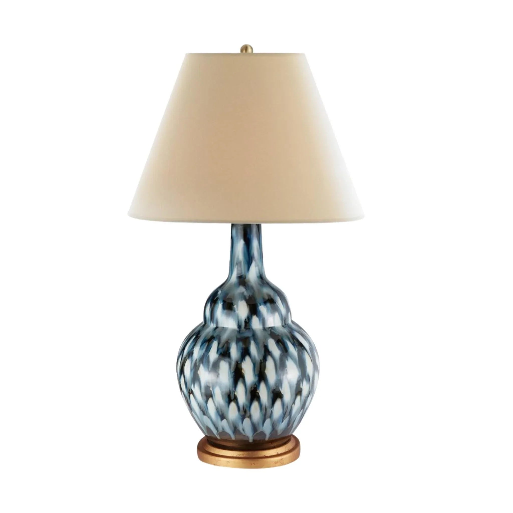 victorian style table lamps with ornate details for traditional homesCeramic Pheasant Feather Lamp in Blue