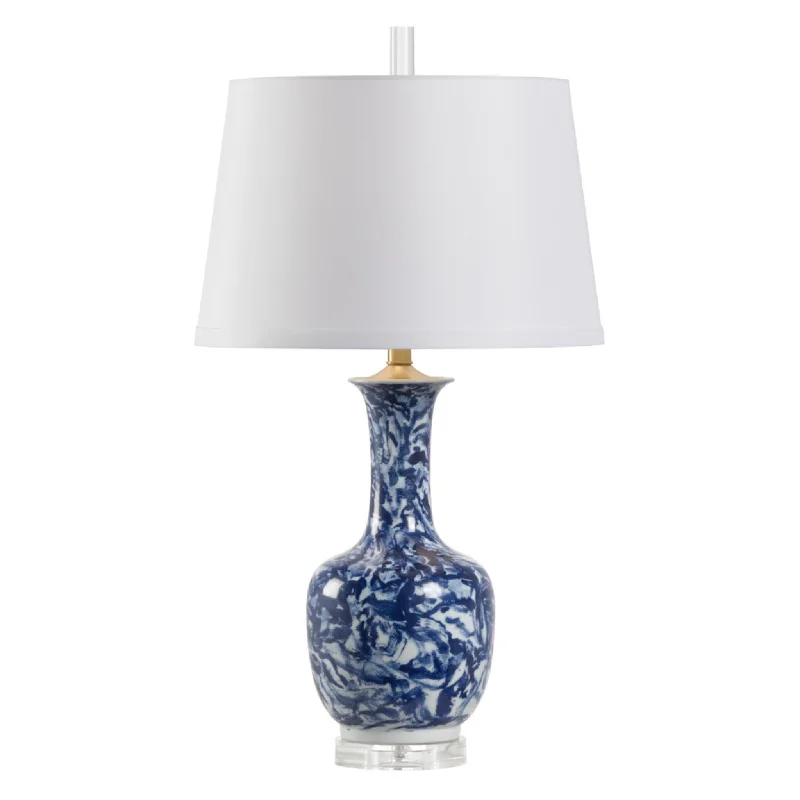 victorian style table lamps with ornate details for traditional homesCeramic Blue Belle Lamp in Blue & White Glaze