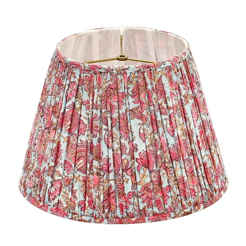 industrial style table lamps with exposed bulbs for loft apartmentsGrace in Blue and Pink Flowered Pleated Lamp Shade