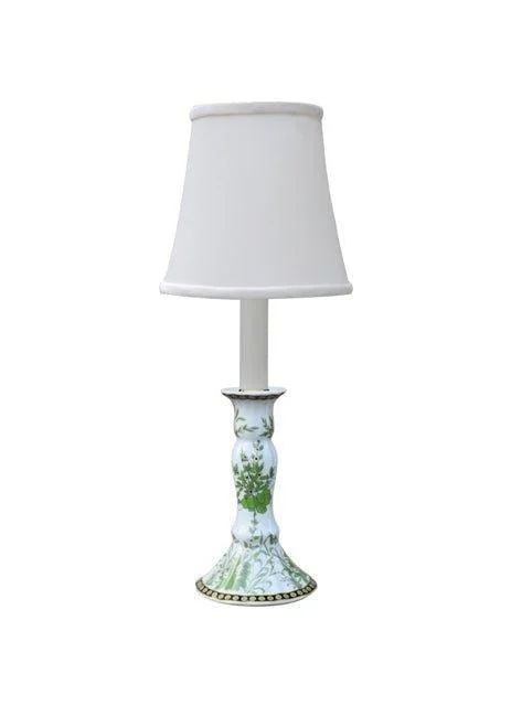 gothic style table lamps with dark finishes for a mysterious lookGreen and White Floral Porcelain Mini Candle Stand Lamp