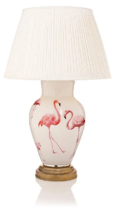 art deco table lamps with geometric shapes for a retro touchHandmade Glass Pink Flamingo Design Decoupage Lamp, Large