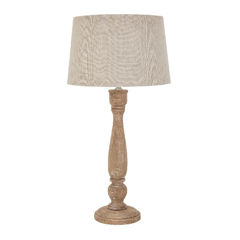 art deco table lamps with geometric shapes for a retro touchLaney Natural Wash Candlestick Lamp With Linen Shade 70cm