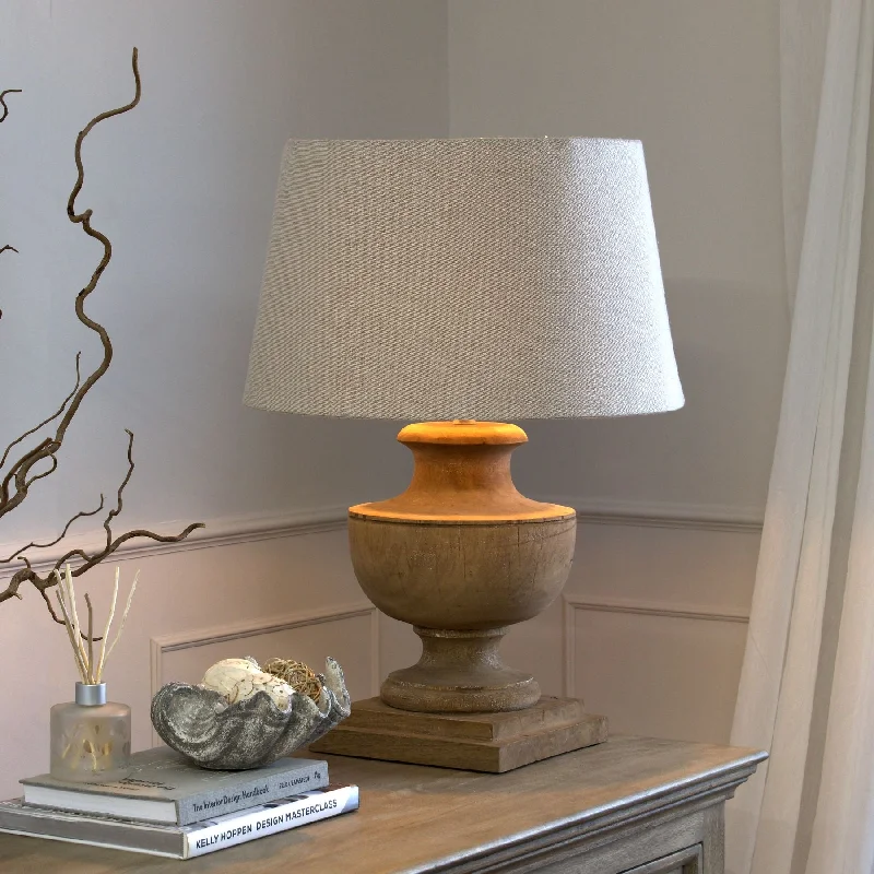 ceramic table lamps with hand painted designs for an artistic touchLaney Natural Wash Urn Lamp With Linen Shade 72cm