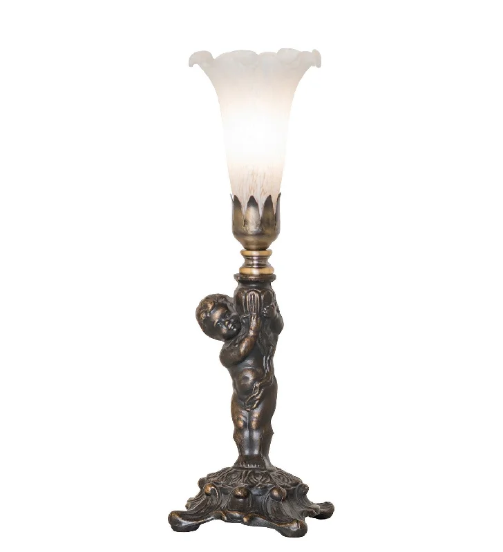 victorian style table lamps with ornate details for traditional homesWhite Tiffany Pond Lily One Light Mini Lamp