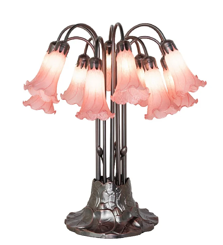 coastal style table lamps with nautical elements for beach housesPink Tiffany Pond Lily 12 Light Table Lamp