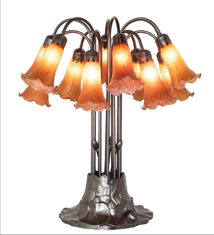 industrial style table lamps with exposed bulbs for loft apartmentsAmber Tiffany Pond Lily 12 Light Table Lamp