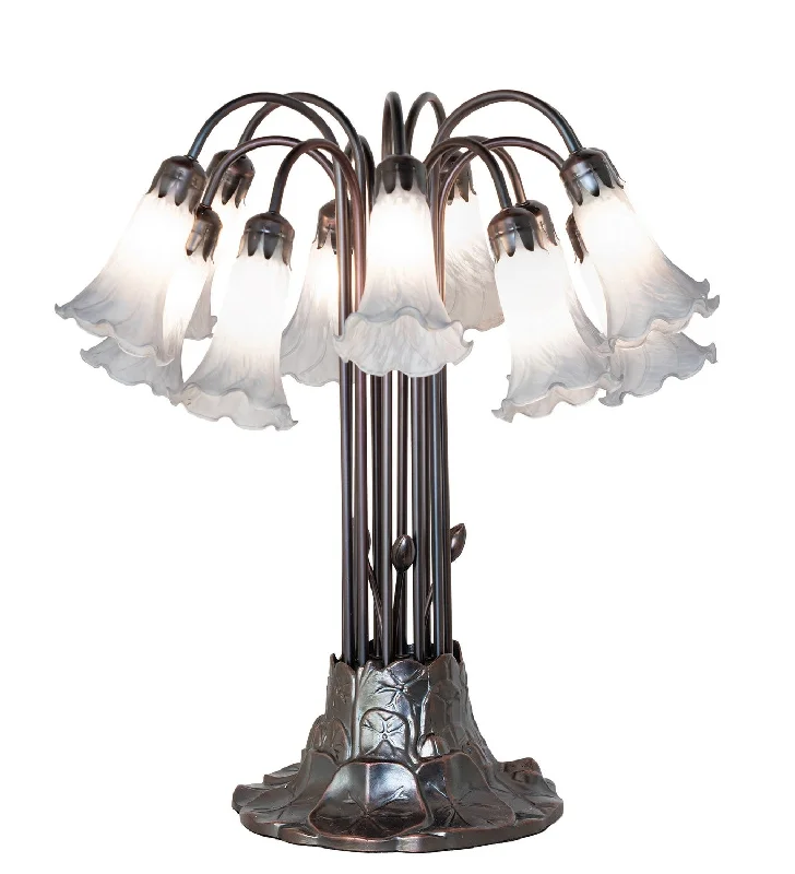 leather table lamps with a distressed texture for a rugged charmGray Tiffany Pond Lily 12 Light Table Lamp