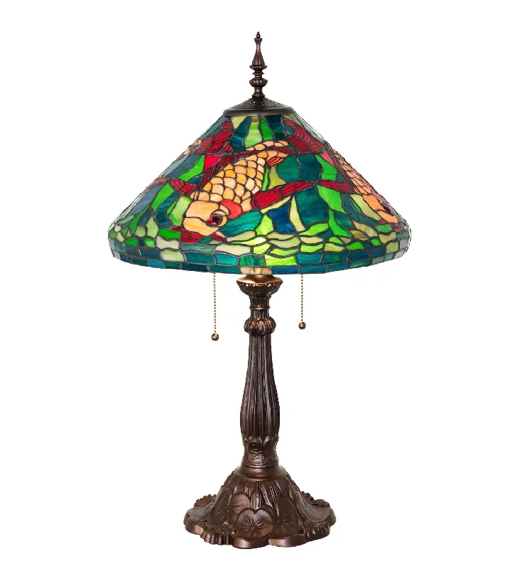 mid century modern table lamps with iconic designs for a stylish studyTiffany Koi Two Light Table Lamp