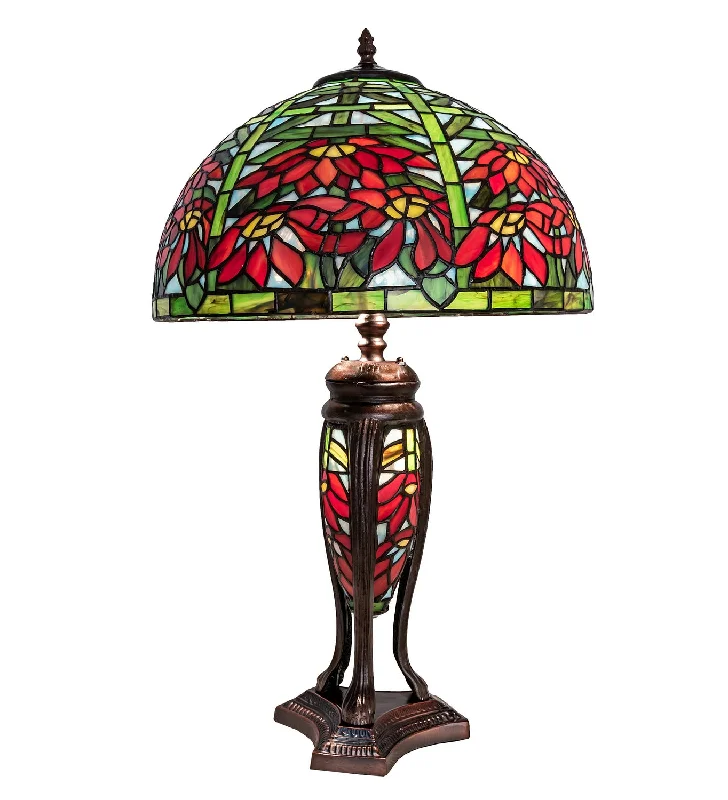 gothic style table lamps with dark finishes for a mysterious lookTiffany Poinsettia 25"Table Lamp